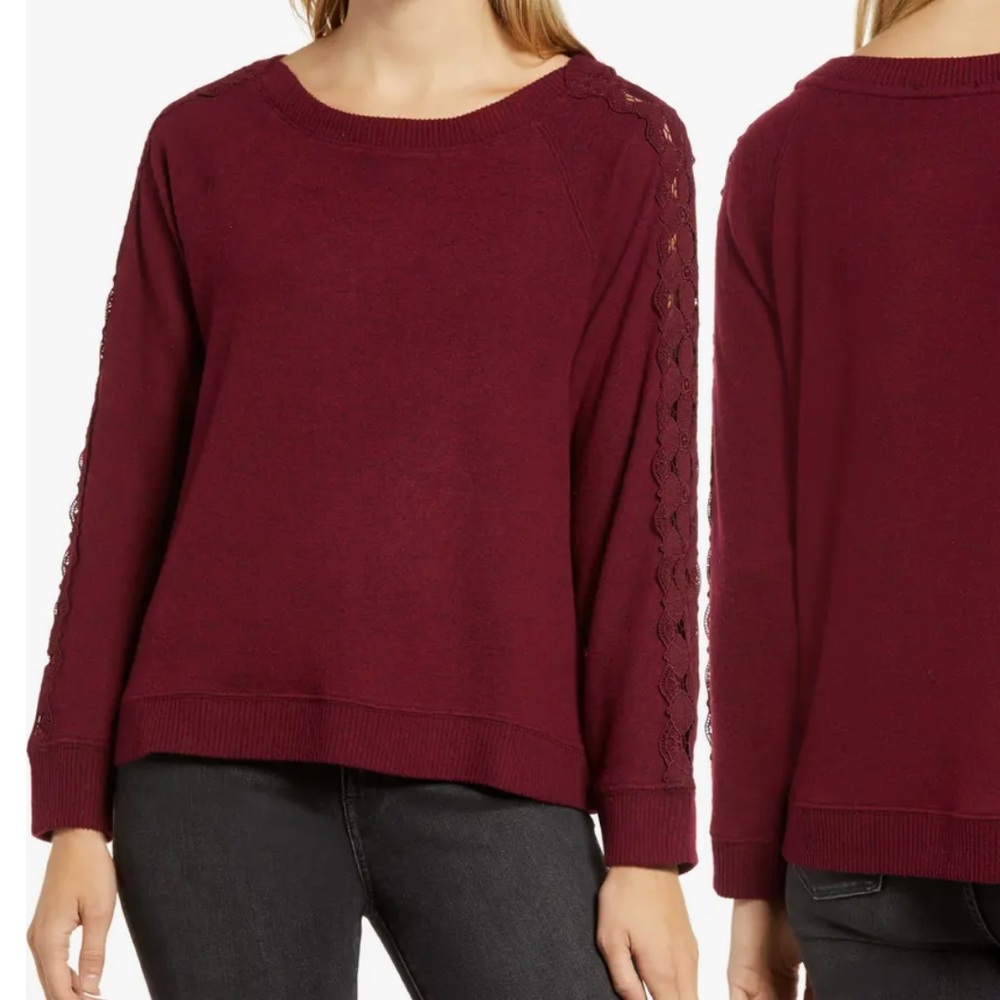 🩵NWOT Mavi Jeans Burgundy Braid Detail Sweater